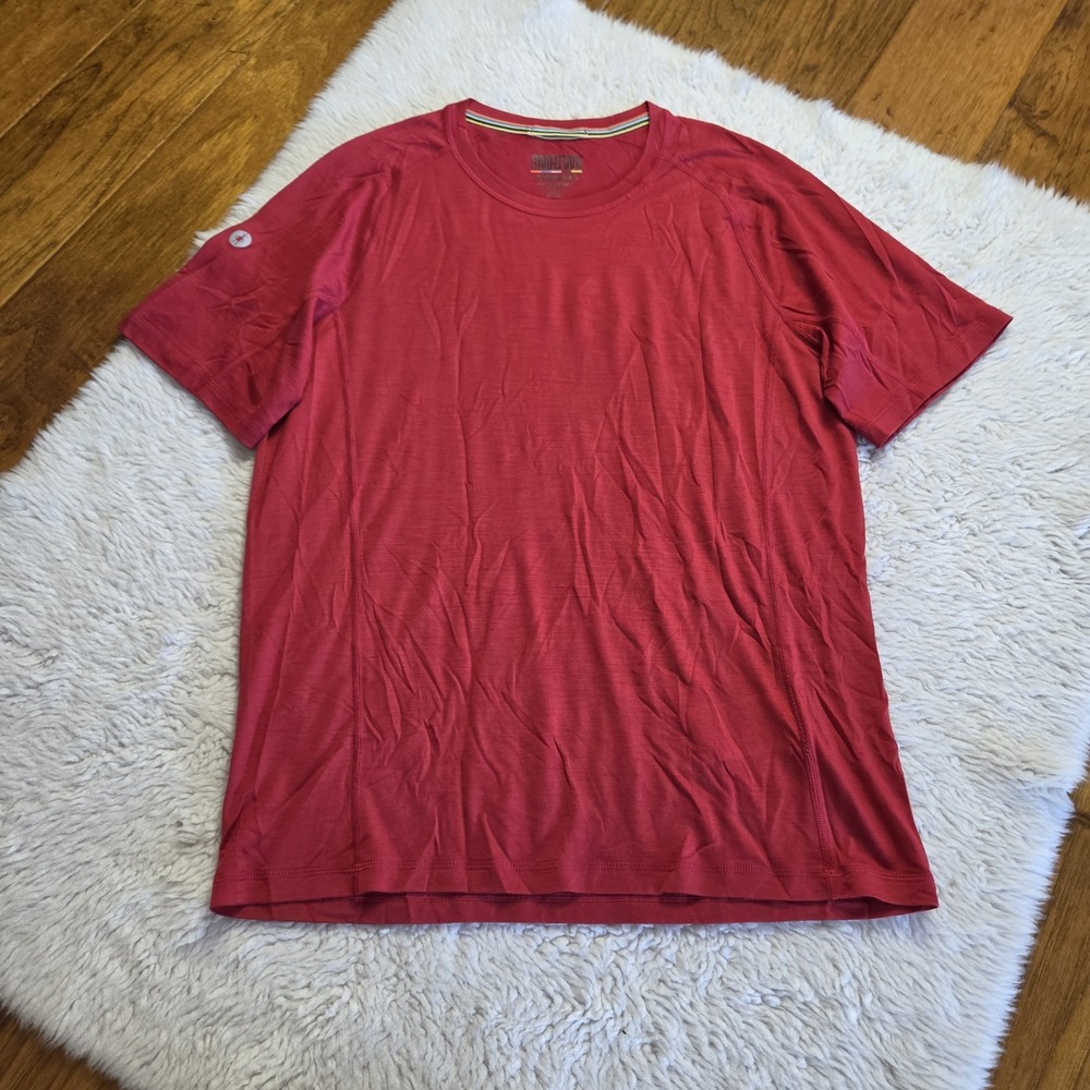 Smartwool Short Sleeve Merino Wool Blend Shirt Men's Small Red FLAWS